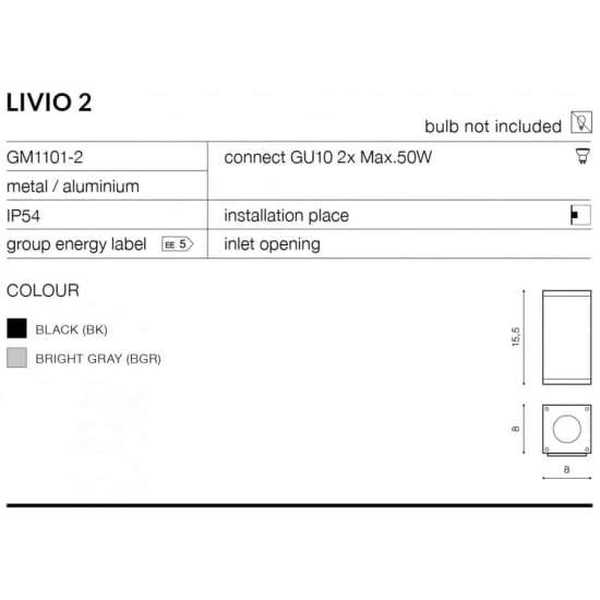 Kinkiet Livio 2 AZ0776 Black AZZARDO