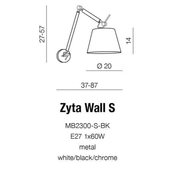 Kinkiet ZYTA WALL S aluminum AZ1844+AZ2593 śr.18cm AZZARDO