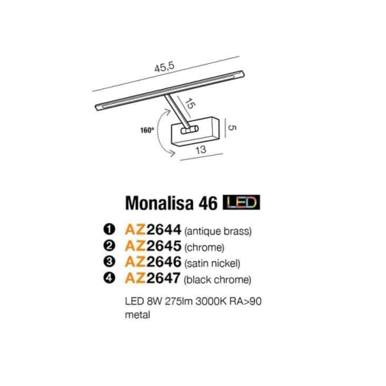 Kinkiet MONALISA 46 AZ2646 LED8W 3000K AZZARDO