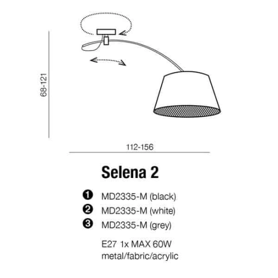 Lampa wisząca SELENA 2 GRAY AZ2284+AZ2591 AZZARDO