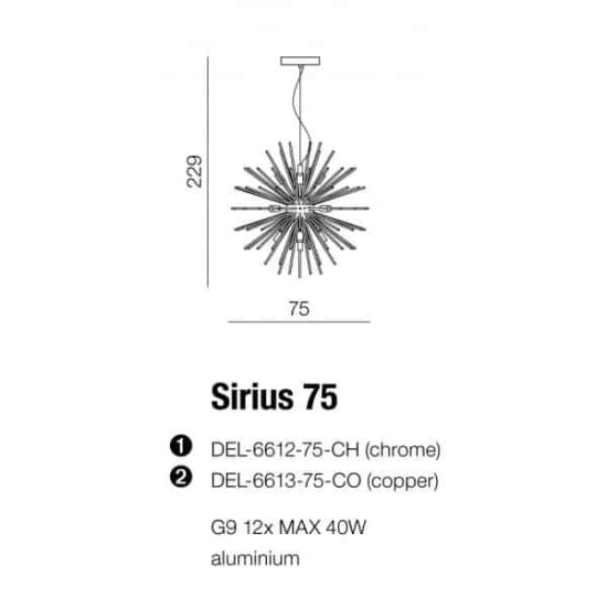 Lampa wisząca SIRIUS 75 CHROME AZ2114+AZ2115 AZZARDO