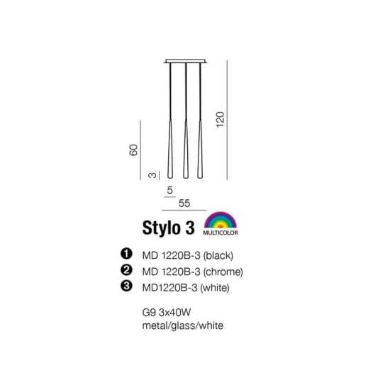 Lampa wisząca Stylo 3 AZ0207 WHITE AZZARDO