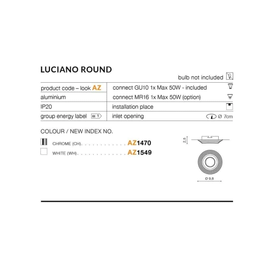 Oczko stropowe LUCIANO R AZ1470 AZZARDO