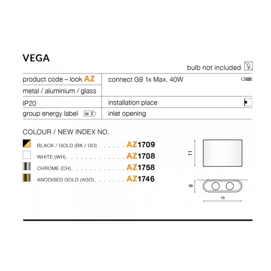 Kinkiet VEGA WH AZ1708 AZZARDO