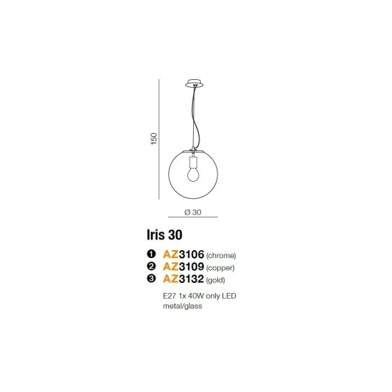 Lampa wisząca IRIS 30 AZ3106 chrome AZZARDO