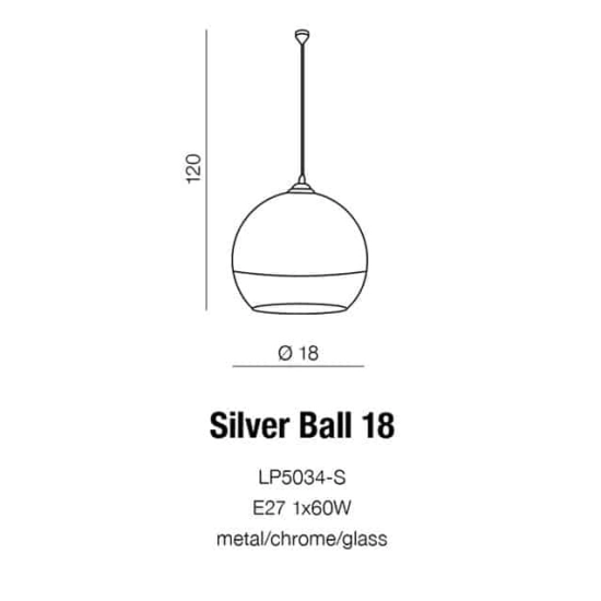 Lampa wisząca Silver Ball 18 AZ0731 AZZARDO