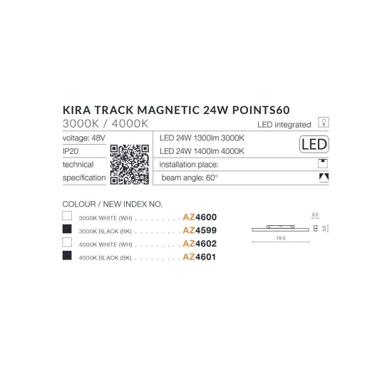 Alfa Kira Track Magnetic 24W POINTS60 3000K (black) AZ4599 AZZARDO
