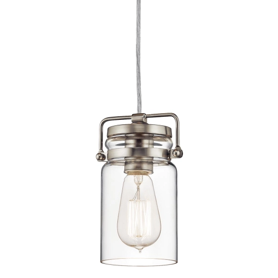 Mała lampa wisząca Brinley – 1 źródło światła – Szczotkowany nikiel KL-BRINLEY-MP-NI Elstead Lighting
