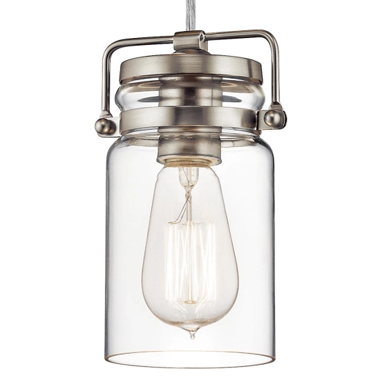 Mała lampa wisząca Brinley – 1 źródło światła – Szczotkowany nikiel KL-BRINLEY-MP-NI Elstead Lighting