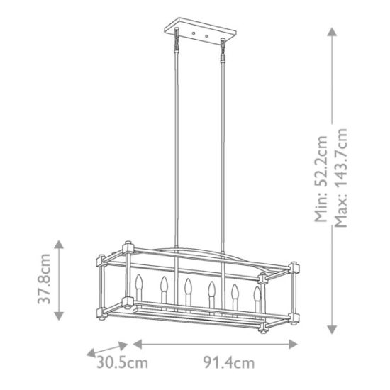 Podłużny żyrandol Cayden – 6 źródeł światła KL-CAYDEN-ISLE Elstead Lighting
