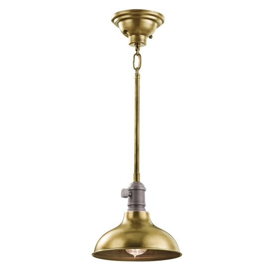 kinkiecik.pl Mała lampa wisząca Cobson – 1 źródło światła – Naturalny mosiądz KL-COBSON-MP-BR Elstead Lighting