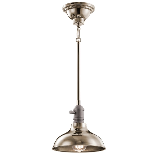 kinkiecik.pl Mała lampa wisząca Cobson – 1 źródło światła – Polerowany nikiel KL-COBSON-MP-PN Elstead Lighting