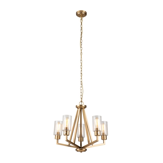 Żyrandol Deryn – 5 źródeł światła – Naturalny mosiądz KL-DERYN5-NBR Elstead Lighting