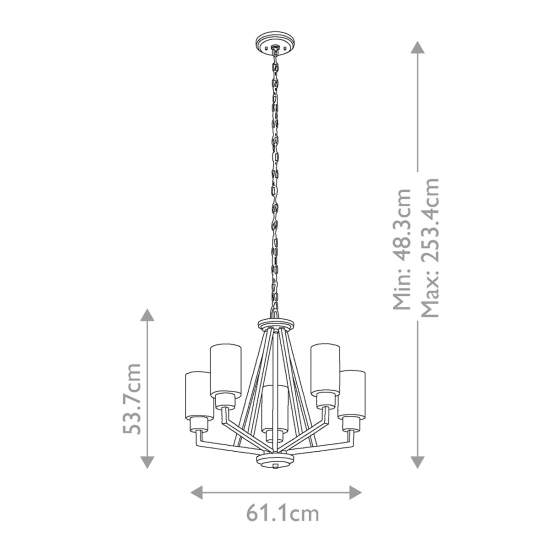Żyrandol Deryn – 5 źródeł światła – Naturalny mosiądz KL-DERYN5-NBR Elstead Lighting