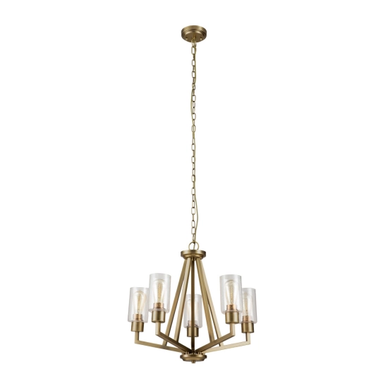 Żyrandol Deryn – 5 źródeł światła – Naturalny mosiądz KL-DERYN5-NBR Elstead Lighting