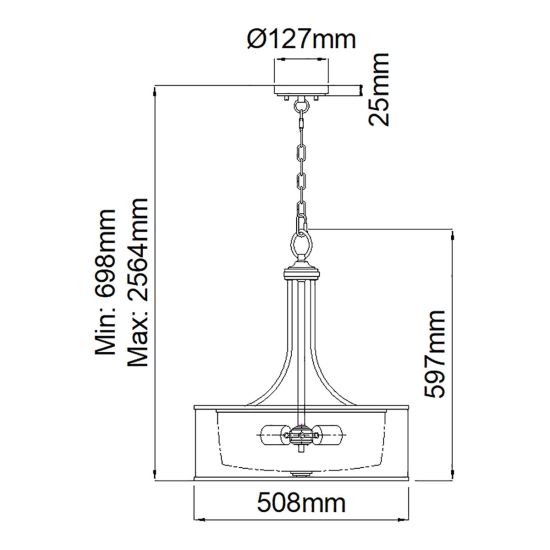 Duża lampa wisząca Lacey – 4 źródła światła – Ciepły ciemny brąz KL-LACEY-P-L-MB Elstead Lighting