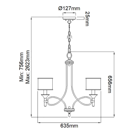Żyrandol Lacey – 5 źródeł światła – Antyczny pewter KL-LACEY5-AP Elstead Lighting