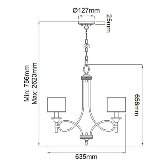 Żyrandol Lacey – 5 źródeł światła – Ciepły ciemny brąz KL-LACEY5-MB Elstead Lighting