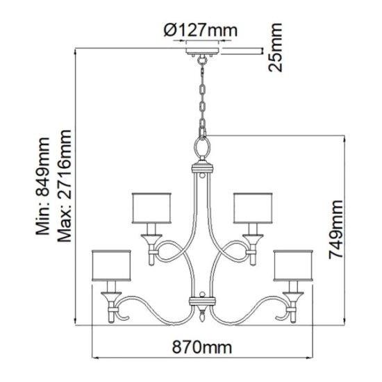 Żyrandol Lacey – 9 źródeł światła – Antyczny pewter KL-LACEY9-AP Elstead Lighting