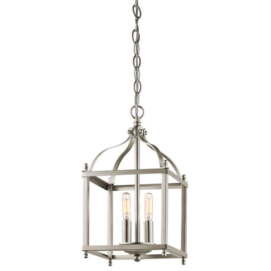 Mała lampa wisząca Larkin – 2 źródła światła – Szczotkowany nikiel KL-LARKIN-P-S-NI Elstead Lighting