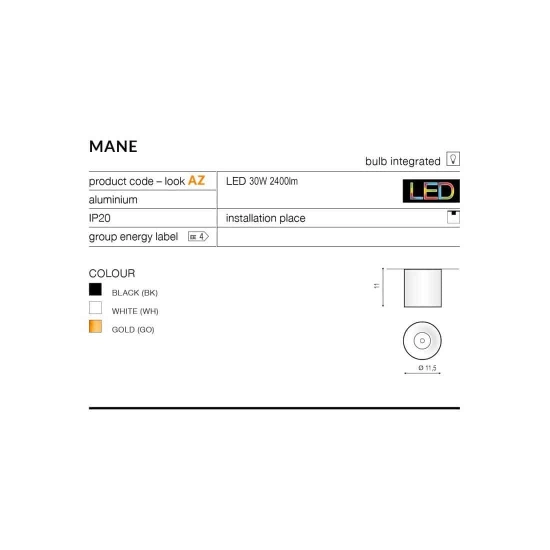 kinkieick.pl Plafon Mane 30W (gold) 3000K AZ4157 AZZARDO