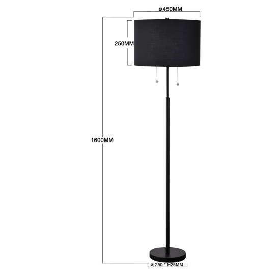Lampa stojąca Fogo 2xE27 czarna LP-0304/2F BK LIGHT PRESTIGE
