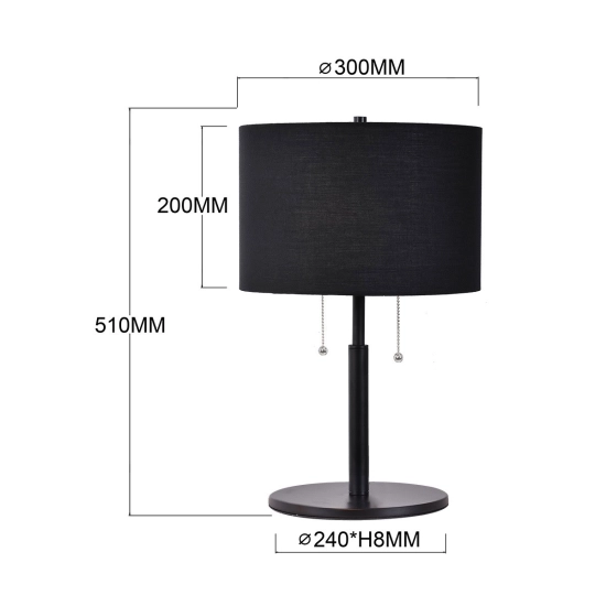 Lampa stołowa Fogo 2xE27 czarna LP-0304/2T BK LIGHT PRESTIGE