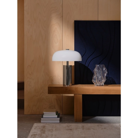 Lampa stołowa Gabrielle – lampa z opalowym kloszem i chromowaną podstawą 2612435033 Nordlux