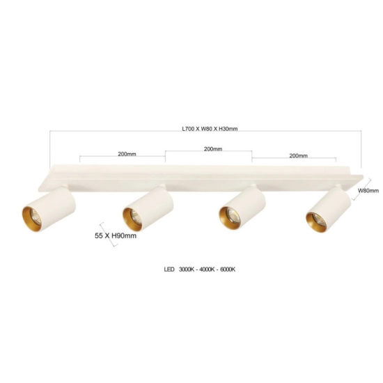Lampa sufitowa Parma 4xGU10 + 1xLED biała LP-0612/4C WH LIGHT PRESTIGE