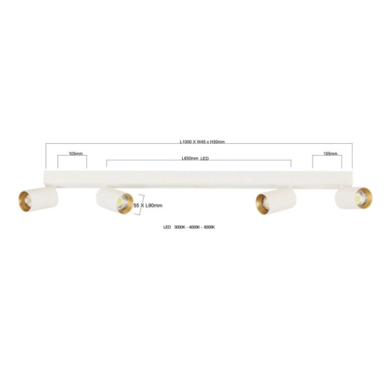 Lampa sufitowa Perugia 4xGU10 + 1xLED biała LP-0703/4C WH LIGHT PRESTIGE