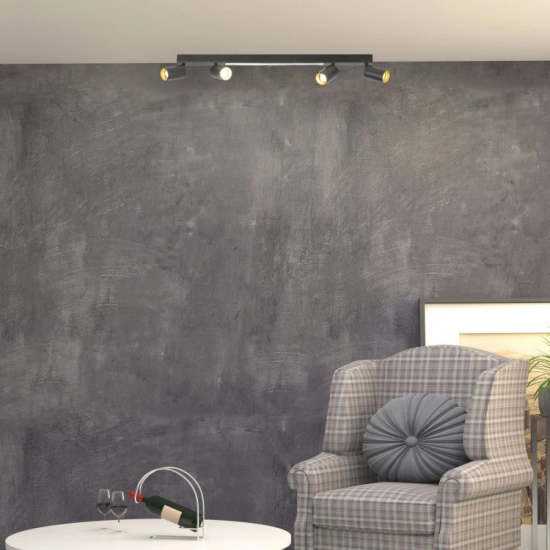 Lampa sufitowa Perugia 4xGU10 + 1xLED czarna LP-0703/4C BK LIGHT PRESTIGE