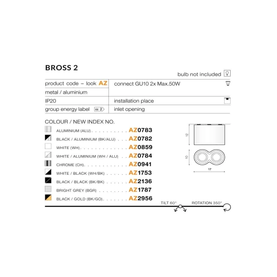 Plafon BROSS 2 AZ0783 ALU AZZARDO