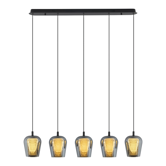 Lampa Wisząca Keso 5xLED czarna PL0141-5 yaskr