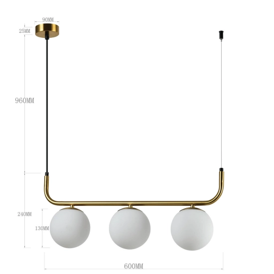 Lampa wisząca Alisa 3xE14 złota/biała LP-005/3L GD LIGHT PRESTIGE