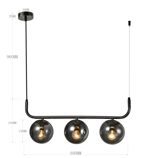 Lampa wisząca Alisa grafitowa 3xE14 LP-005/3L grafit LIGHT PRESTIGE