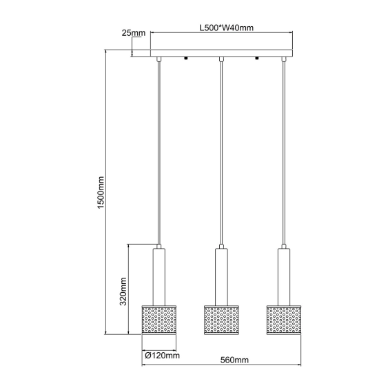 Lampa wisząca Amo czarno-złota 3xE27 LP-0702/3L GD Light Prestige