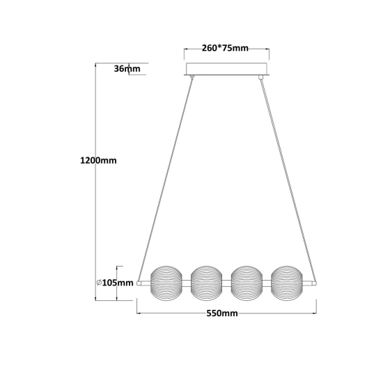 Lampa wisząca Brillant 4 złota LED CCT LP-3303/4L GD Light Prestige