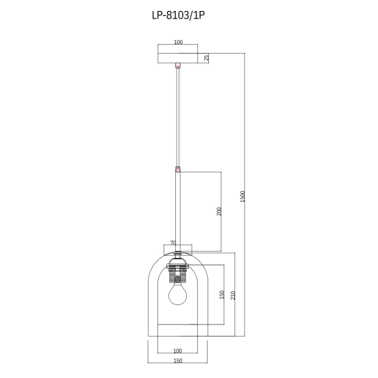Lampa wisząca Elaris transparentna 1xE27 LP-8103/1P TR Light Prestige