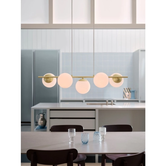 Lampa wisząca Lilly 5 Gold Opal – lampa z kulistymi kloszami 2612623035 Nordlux