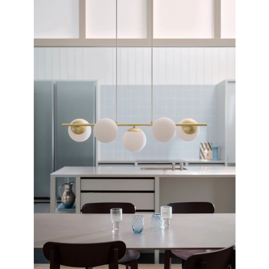 Lampa wisząca Lilly 5 Gold Opal – lampa z kulistymi kloszami 2612623035 Nordlux