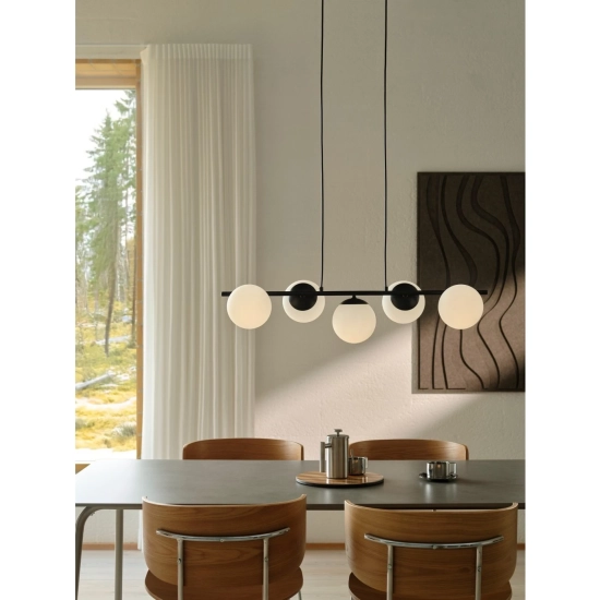 Lampa wisząca Lilly 5 – czarna lampa z kulistymi kloszami 2612623003 Nordlux