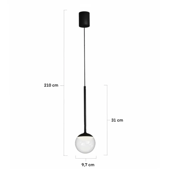 Lampa Wisząca Orra 1xLED czarna PL0105-BK yaskr