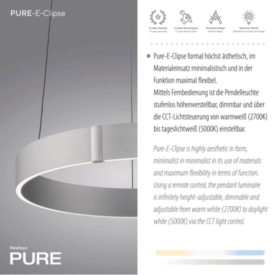 PURE E-CLIPSE LAMPA WISZĄCA z pilotem 2560-95 Paul Neuhaus by Zuma Line