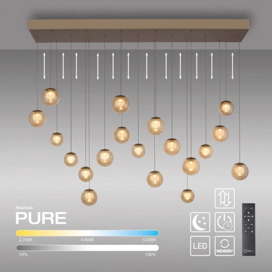 LAMPA WISZĄCA E-POPUP z pilotem BRĄZOWY 2589-97 Paul Neuhaus by Zuma - zdjęcie produktu