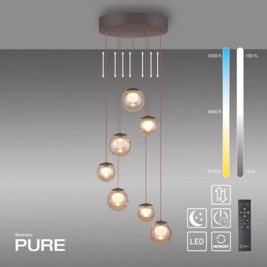 LAMPA WISZĄCA POPUP z pilotem BRĄZOWY 2587-97 Paul Neuhaus by Zuma - zdjęcie produktu