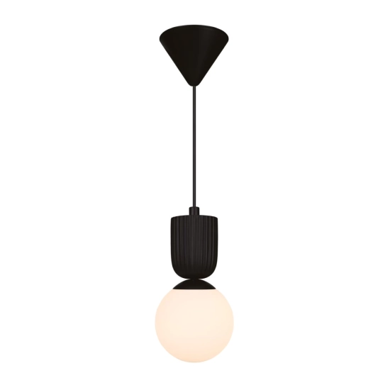 Lampa wisząca Sadie czarna, mleczny klosz 2512603003 Nordlux
