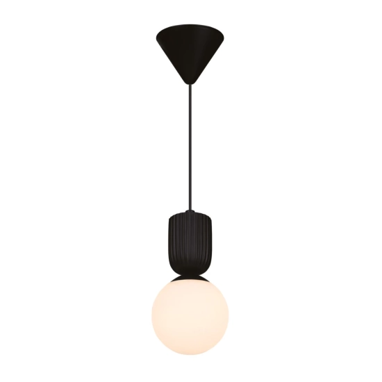Lampa wisząca Sadie czarna, mleczny klosz 2512603003 Nordlux