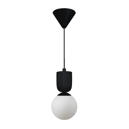 Lampa wisząca Sadie czarna, mleczny klosz 2512603003 Nordlux