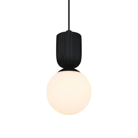 Lampa wisząca Sadie czarna, mleczny klosz 2512603003 Nordlux