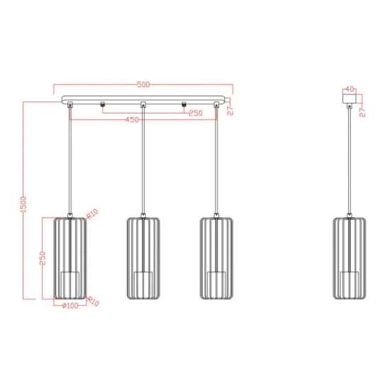 Lampa wisząca Sintra 3xGU10 czarna LP-975/3L BK LIGHT PRESTIGE